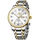 Ceas Bărbați OLEVS 2891 Luxury Quartz, 40mm, Curea Oțel Inoxidabil, Luminous, 30M Waterproof, Elegant Business