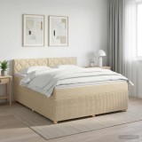 Cumpara ieftin Pat boxspring cu saltea cu headboard Crem 160 x 200 cm Tesatura