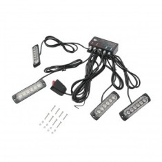 Set 4 lampi LED stroboscopice 24W, 12-24V, galben, unitate control cu 4 module 110x28x12mm