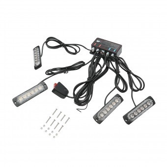 Set 4 lampi LED stroboscopice 24W, 12-24V, galben, unitate control cu 4 module 110x28x12mm foto