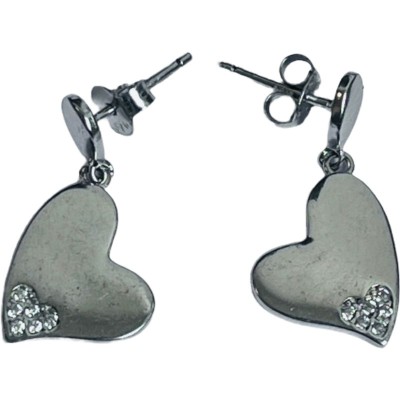Cercei din argint 925 jolie silver, model inimi cu zirconii, 29 x 13 mm, 2.8 g foto