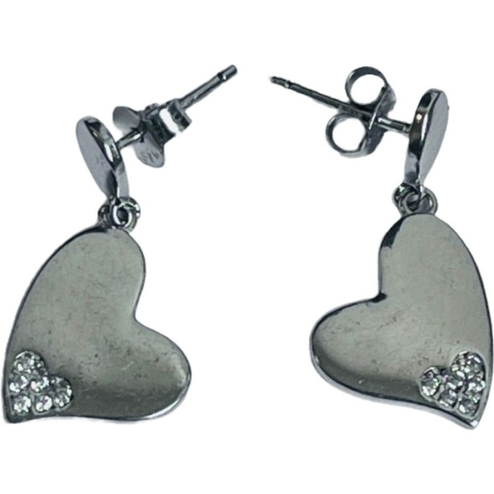 Cercei din argint 925 jolie silver, model inimi cu zirconii, 29 x 13 mm, 2.8 g