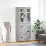 vidaXL Dulap &icirc;nalt, gri beton, 69,5x34x180, lemn compozit