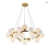 Lustra LOFT Chamber cu 25 becuri G9, alb-auriu, metal, &icirc;naltime reglabila