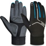 Manusi pentru ciclism Souke Sport, textil, negru/albastru, ecran tactil, M