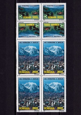✅ RO 2002 LP 1587 , &amp;quot;Anul muntilor/ecoturismului &amp;quot;,serie in bloc : 4 + TB ,MNH foto
