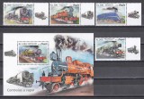 Angola 2019 - Locomotive cu abur, Serie cu Tapsuri + Colita, MNH
