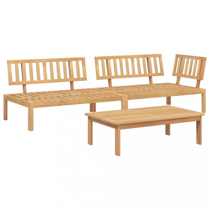 Set canapea gradina din paleti, 3 piese, lemn masiv de acacia