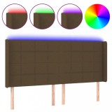 Cumpara ieftin Tablie de pat cu LED, maro inchis, 203x16x118/128 cm, textil