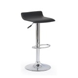 Scaun de bar HM H1, Cadru cromat, Piele ecologica, Rotativ, Suport picioare, Inaltime ajustabila, 102 kg, 84x40x39 cm, Negru