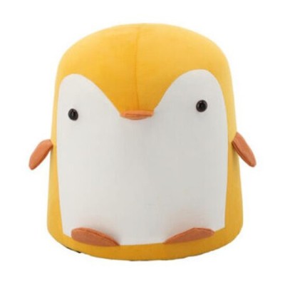 Taburet pentru copii, model pinguin, textil, lemn, galben si alb, max 50 kg, 28x34 cm, Chomik GartenVIP DiyLine foto