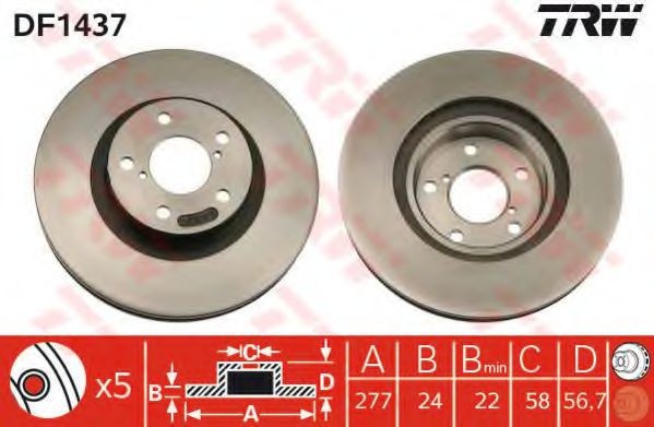 Disc frana SUBARU LEGACY V (BM, BR) (2009 - 2016) TRW DF1437