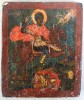 Icoana lemn Sfantul Dimitrie, sec XVII-XVIII, calatorie, 10.7x9cm, Maica Domnului cu Pruncul pe verso