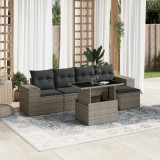 Cumpara ieftin Set mobilier grădină cu perne, 6 piese, gri, poliratan