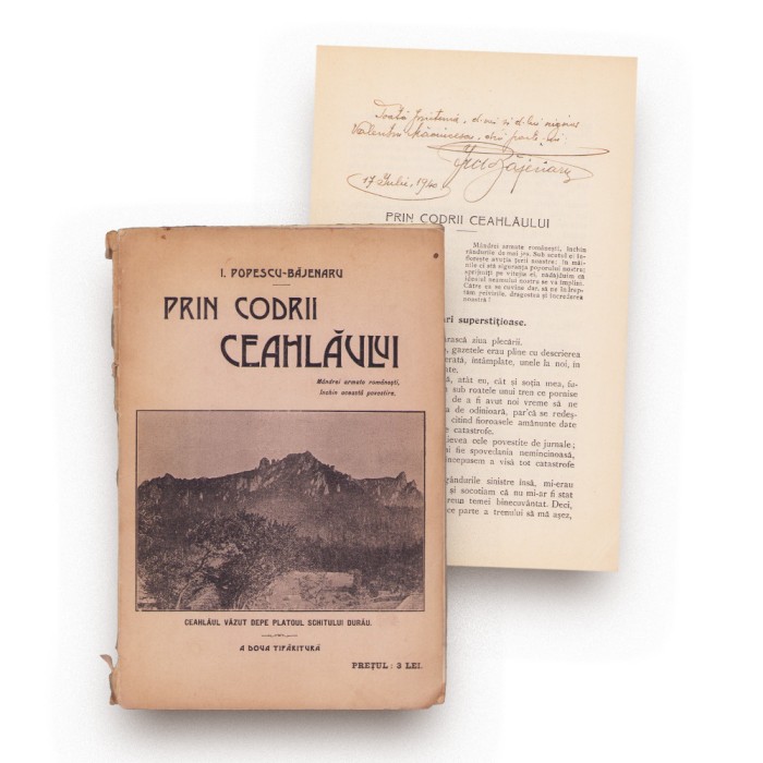 I. Popescu-Băjenaru, Prin codrii Ceahlăului, 1940, cu dedicație pentru Valentin Mănicescu