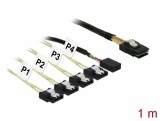 Cablu Mini SAS SFF-8087 &gt; 4 x SATA 7 pin Reverse + Sideband 1m, Delock 83319