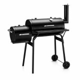 Gratar gradina, grill&nbsp;dreptunghiular, cu roti, capac, afumatoare si horn, 112x63x117 cm
