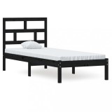 Cumpara ieftin Cadru de pat mic single, negru, 75x190 cm, lemn masiv