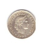 Moneda Elvetia 5 rappen 1993, stare foarte buna, curata, Europa, Cupru-Nichel