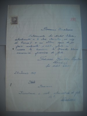 HOPCT DOCUMENT VECHI NR 438 MICHEL CLARA-EVREU -SCOALA NR 3 FETE BOTOSANI 1949 foto