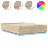 Cumpara ieftin Cadru de pat cu LED stejar sonoma 120x200 cm lemn prelucrat