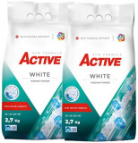 Detergent pudra pentru rufe albe Active, 2 x 2.7kg, 72 spalari