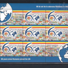 ROMANIA 2015 - 70 DE ANI O.N.U., MINICOALA, MNH - LP 2088c