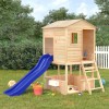 Set Joacă Exterior Lemn Masiv Brad vidaXL, Casuță Copii cu Tobogan, Scară și Groapă Nisip, 145x131.5x218.5 cm