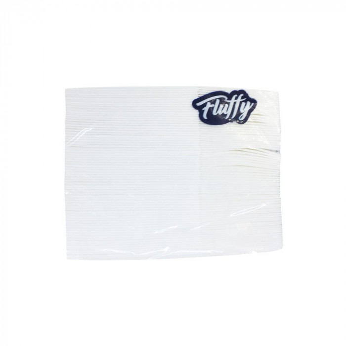 Pachet 75 Servetele Albe de Masa Fluffy, 33x33 cm, 2 Straturi, Servetele de Masa, Servetele Unica Folosinta, Pachet Servetele Masa, Servetele pentru M