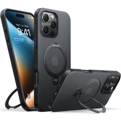 Husa pentru iPhone 16 Pro - Torras Ostand Spin Series - Black foto