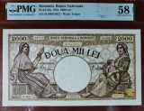 Bancnota 2000 Lei 1941 Rom&acirc;nia, Grad 58 EPQ, Rară - Colecție Numismatică