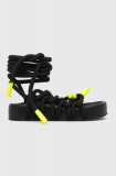 Cumpara ieftin AGL sandale Jane Laces femei, culoarea negru, cu platforma, D685010PGKE7621013