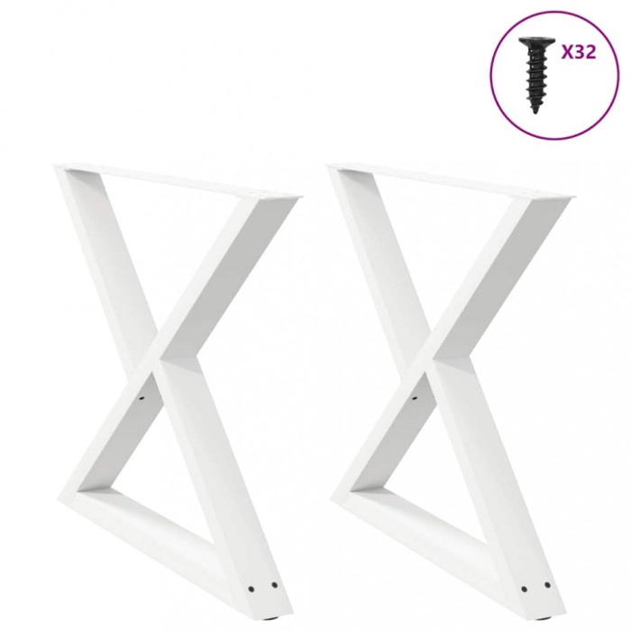 vidaXL Picioare masă de sufragerie, 2 buc., alb, 90x(72-73,3) cm, oțel 4012733