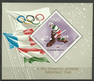 Ungaria 1968 - Jocurile Olimpice Grenoble, colita neuzata foto