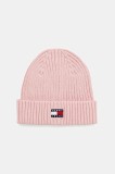 Tommy Jeans căciulă din bumbac culoarea roz, AW0AW17899
