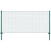 Gard din plasă de s&acirc;rmă cu st&acirc;lpi, verde, 25 x 0,5 m, oțel