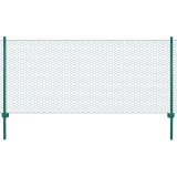 vidaXL Gard din plasă de s&acirc;rmă cu st&acirc;lpi, verde, 25 x 0,75 m, oțel