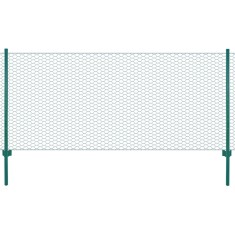 vidaXL Gard din plasă de s&acirc;rmă cu st&acirc;lpi, verde, 25 x 0,75 m, oțel