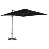 VidaXL Umbrelă suspendată cu st&acirc;lp din aluminiu, negru, 250x250 cm