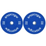 SPORTNOW Set 2 Discuri Greutăți 2x20 kg din Cauciuc cu Orificiu de 5 cm pentru Gantere și Grijuri, &Oslash;45x8 cm, Albastru | Aosom Romania