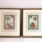 Lot 2 tablouri cusatura pe etamina tematica gradina / gradinarit, in rama de lemn, sub sticla anti-relfex, passpartout alb, 22x27cm