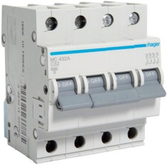 Siguranta automata 32A 4P Curba C 6ka Hager MC432A