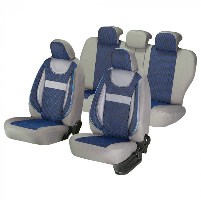 Set huse scaune cu insertii piele compatibile AUDI Q5 I (8RB) (2008-2017) Albastru