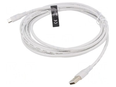 Cablu USB 2.0 A la micro B 3m alb foto