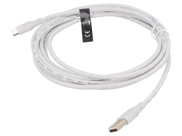 Cablu USB 2.0 A la micro B 3m alb