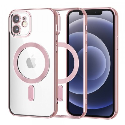 Husa MagSafe pentru Apple iPhone 12, Techsuit, Luxury Crystal, Roz foto