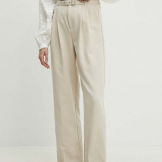 Answear Lab pantaloni femei, culoarea bej, lat, high waist