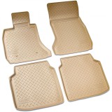 Set de 4 covorase bej cauciuc 3D stil tavita premium pentru BMW Seria 7 F02 lung 2008-2015, Recambo