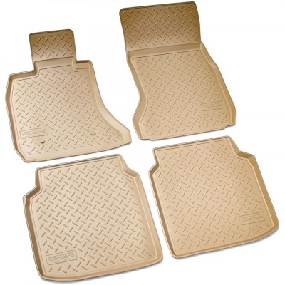 Set de 4 covorase bej cauciuc 3D stil tavita premium pentru BMW Seria 7 F02 lung 2008-2015 foto