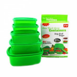 Cumpara ieftin Set 5 caserole cu capace Stay Fresh Green